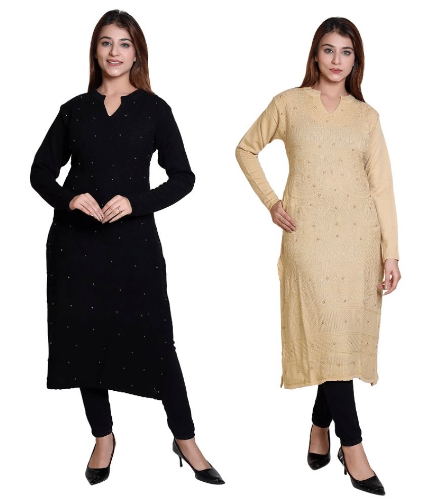 Japroz Woollen Solid Straight Women's Kurti - Multicolor ( Pack of 2 ) Japroz Woollen Solid Straight Women's Kurti - Multicolor ( Pack of 2 )