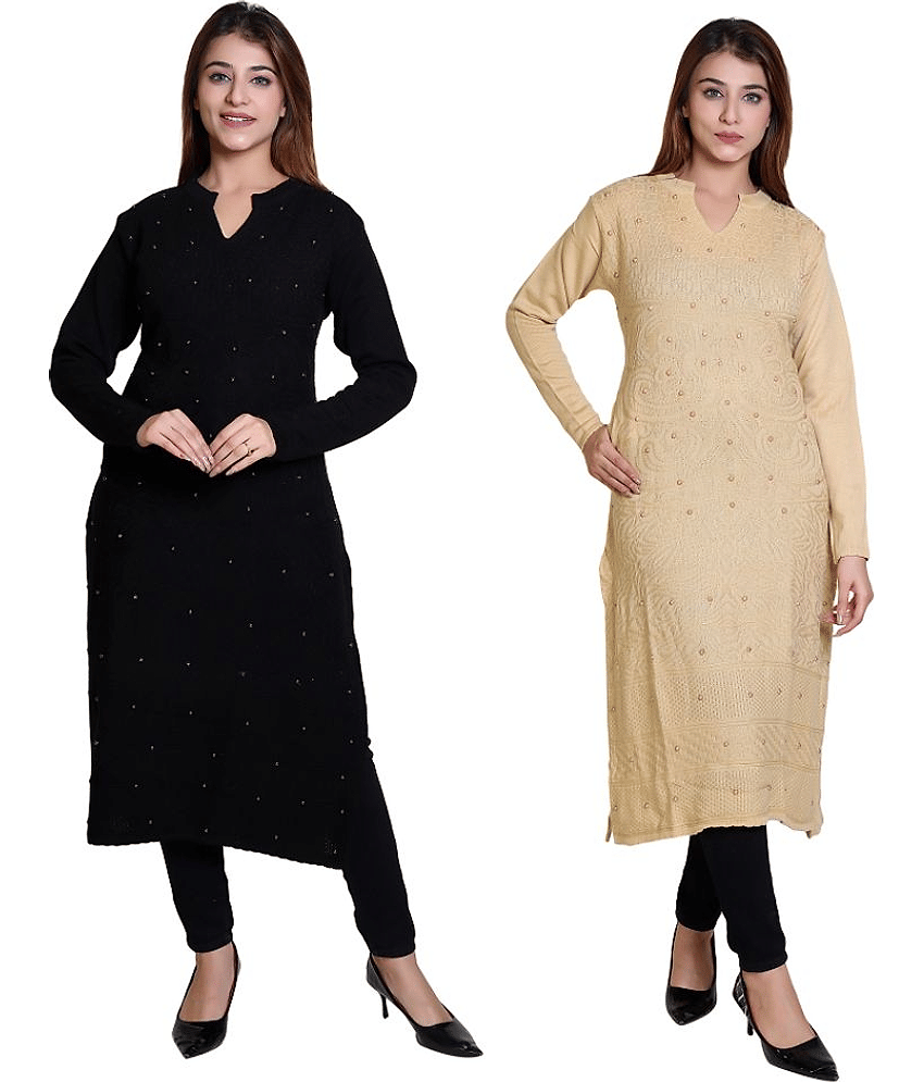 Japroz Woollen Solid Straight Women's Kurti - Multicolor ( Pack of 2 ) - Kurtis, Tunics | Buy online on ZillyBuy