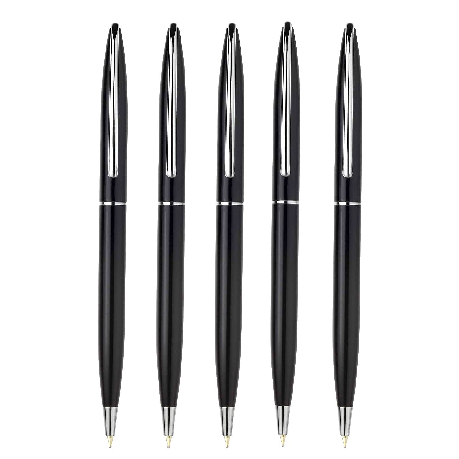    			K K CROSI Sleek Design Pack of 5pcs Black Colour Metal Ball Pen  (Pack of 5, Blue Ink)