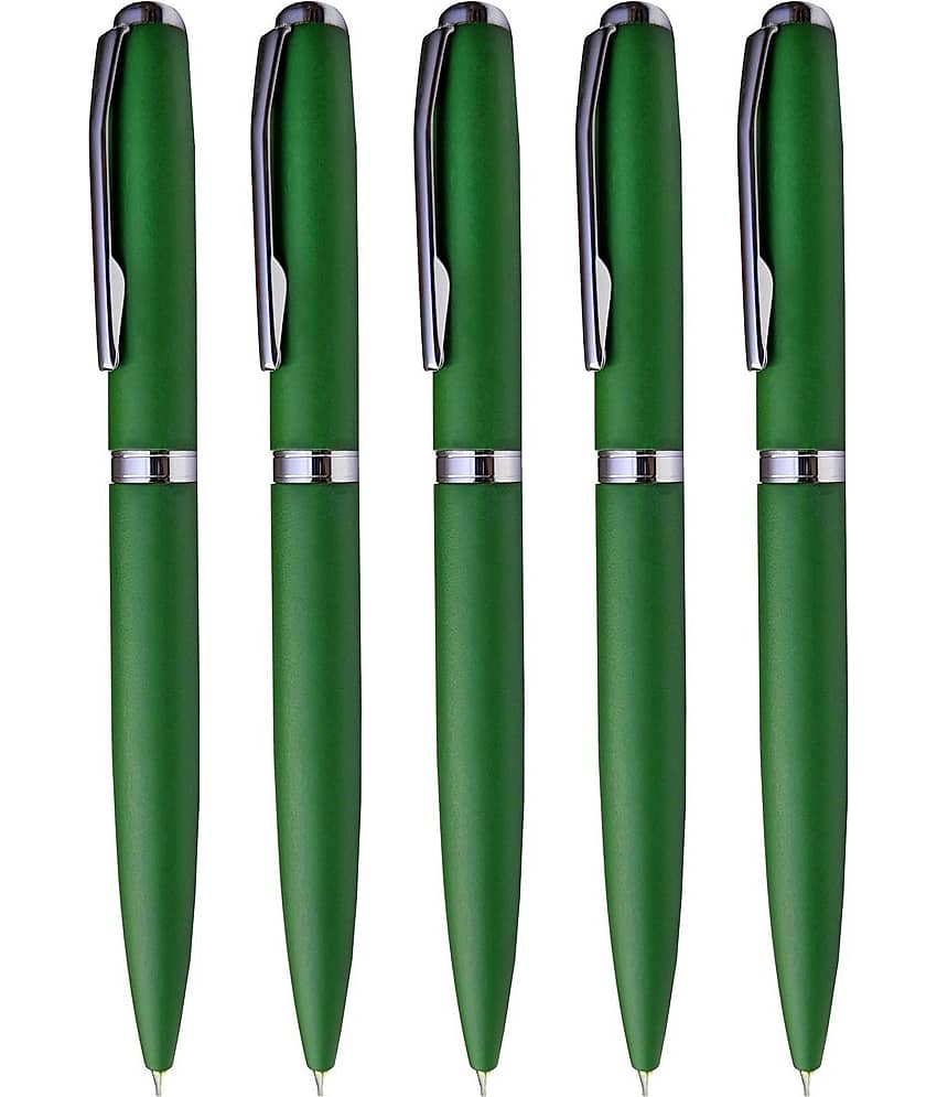 KK CROSI Green Colour Metal Pen Pack of 5pcs Green Colour Ball Pen (Pack of 5, Blue Ink) - Stationery | Buy online on ZillyBuy