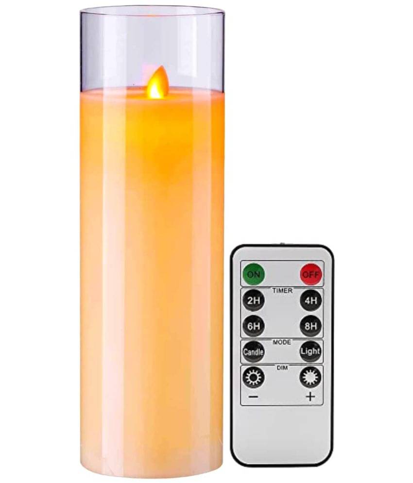     			LTETTES - Gold Unscented Pillar Candle 22 cm ( Pack of 1 )