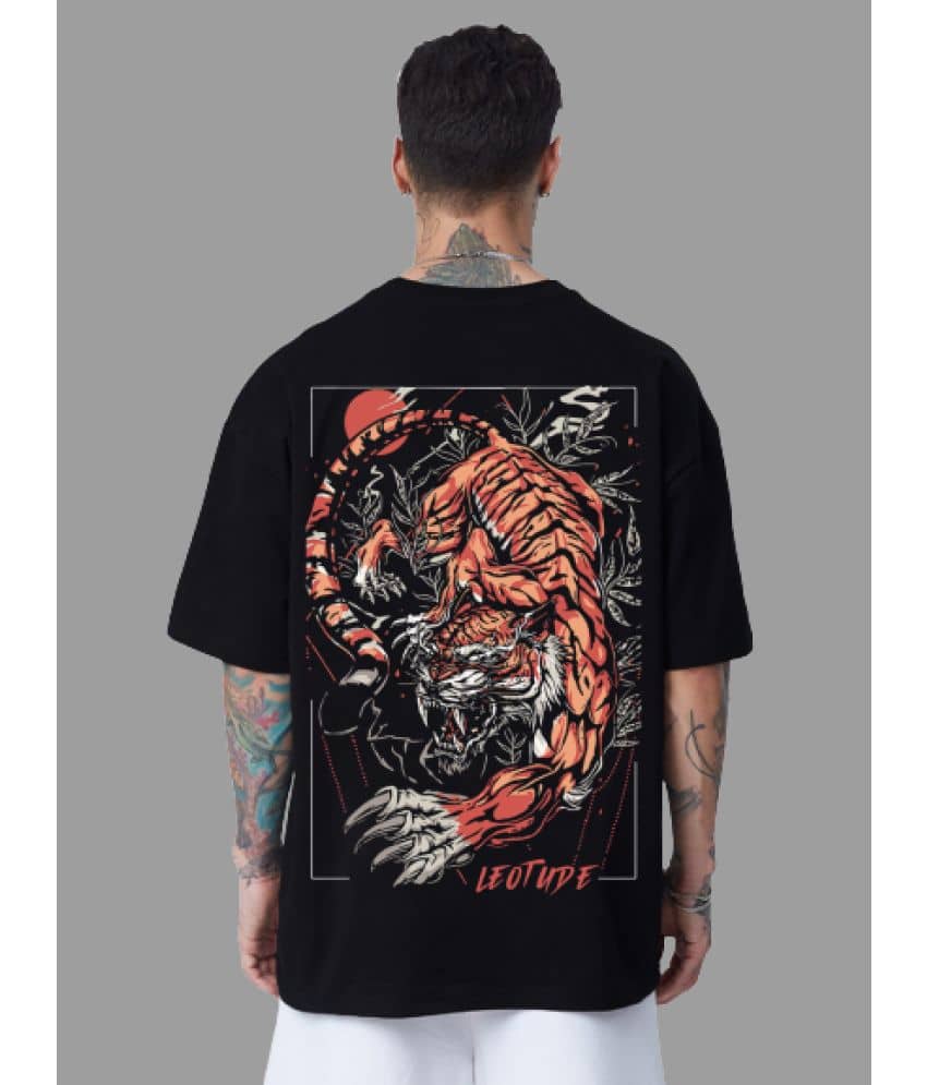 Leotude Pack of 1 Cotton Blend Oversized Fit Men's T-Shirt ( Black )