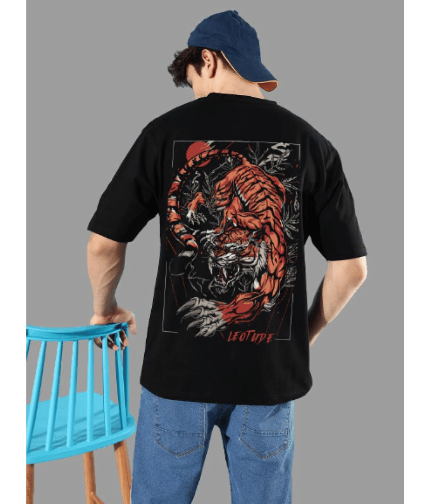 Leotude Pack of 1 Cotton Blend Oversized Fit Men's T-Shirt ( Black )