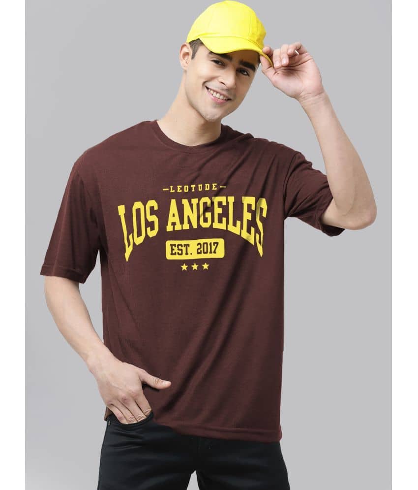 Leotude Pack of 1 Cotton Blend Oversized Fit Men's T-Shirt ( Brown )