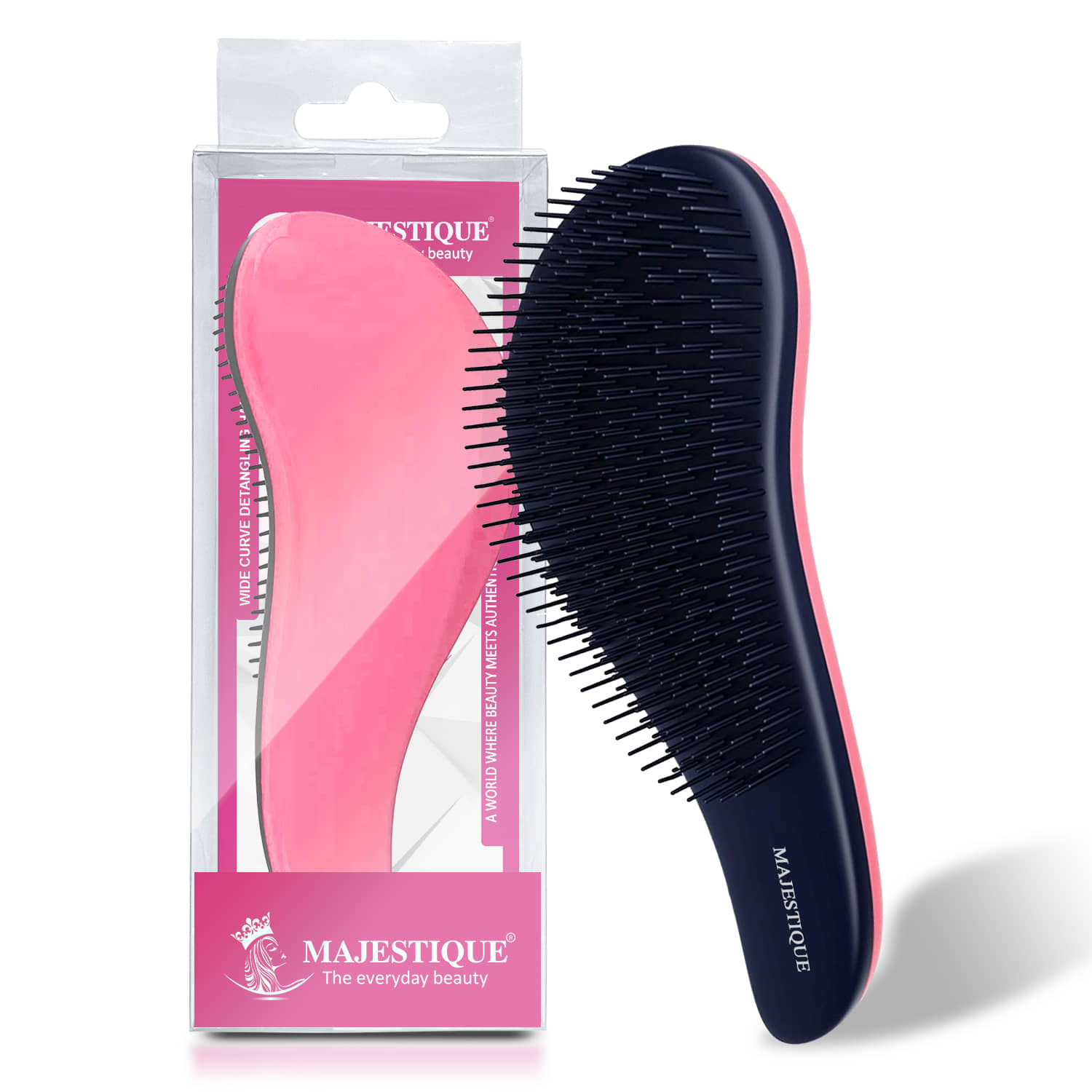 Majestique Curve Detangling Hair Brush for All Hair Types Adults, and Kids - 1 Pcs (Multicolor)