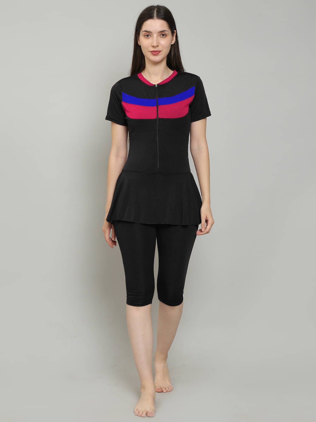     			MEGASKA Black One Piece Swimming Costume