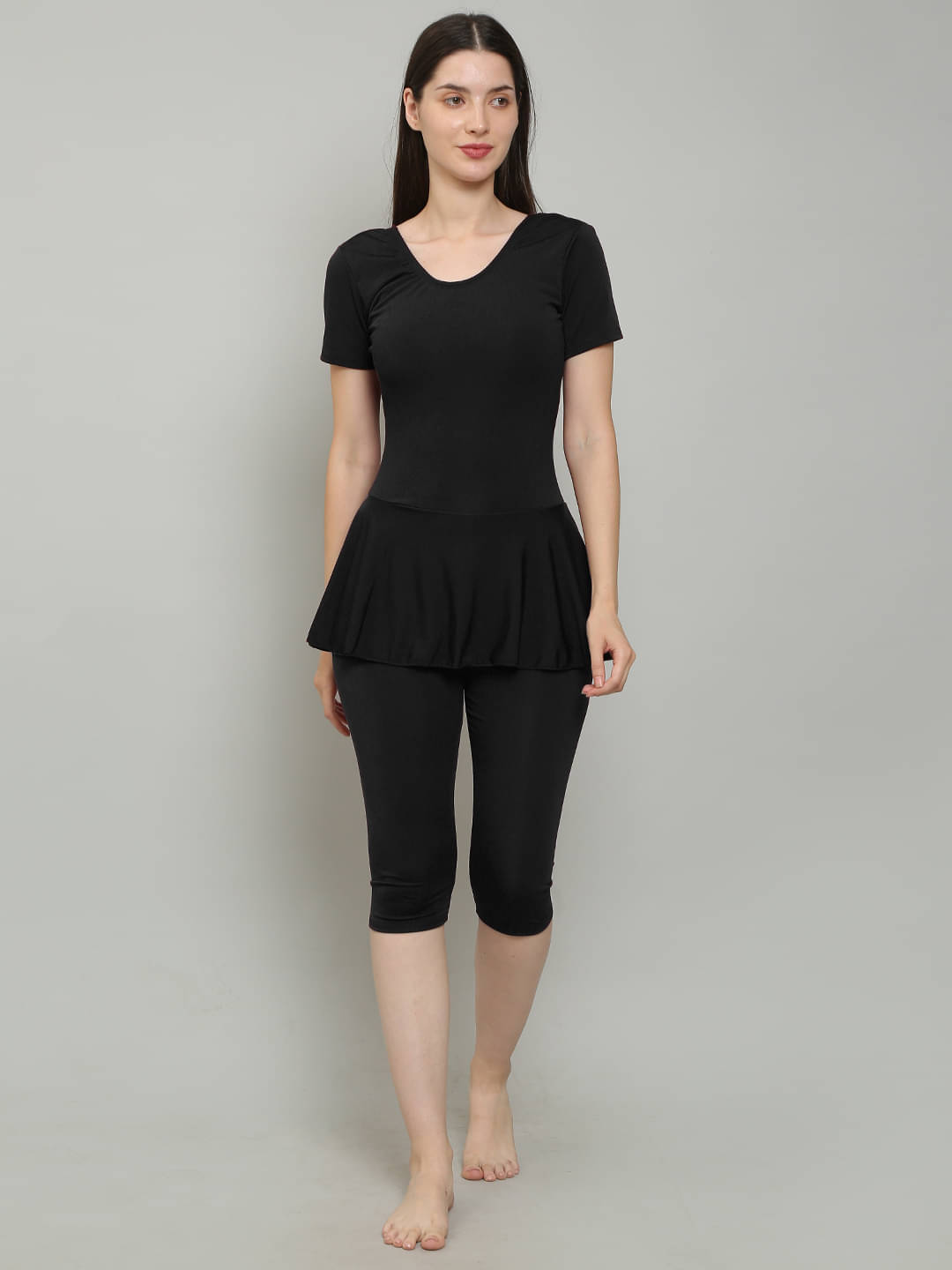     			MEGASKA Black One Piece Swimming Costume