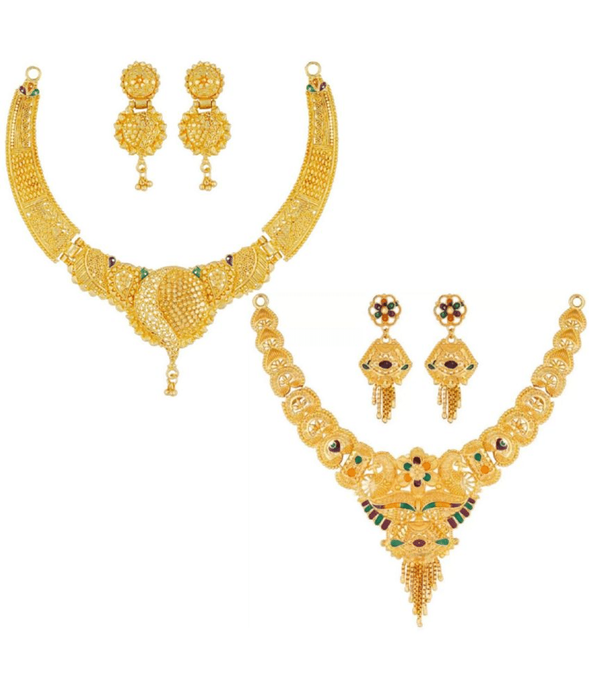     			MGSV - Gold Brass Necklace Set ( Pack of 2 )