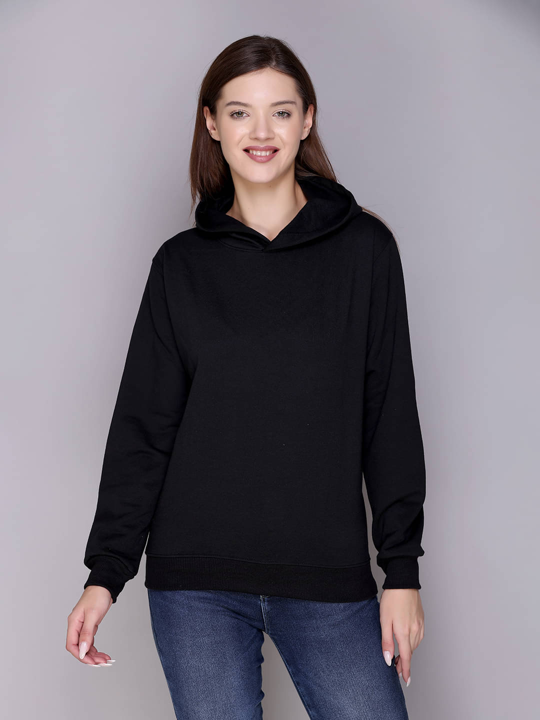 OBAAN Cotton Blend Black Hooded Sweatshirt OBAAN Cotton Blend Black Hooded Sweatshirt