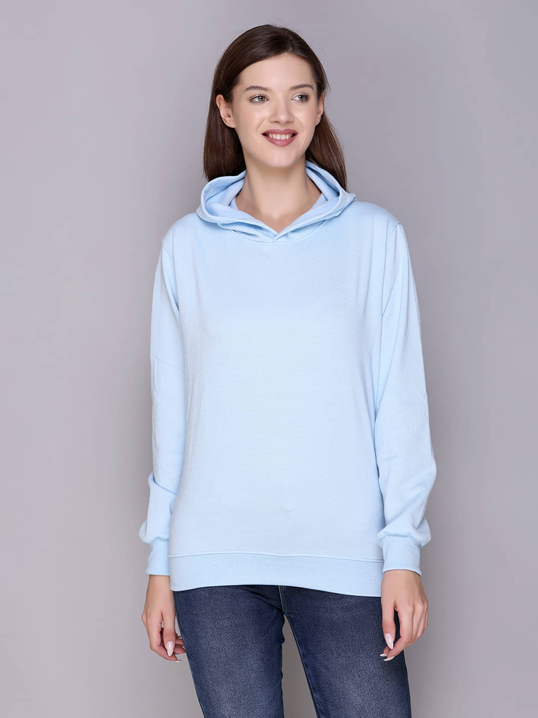 OBAAN Cotton Blend Blue Non Hooded Sweatshirt OBAAN Cotton Blend Blue Non Hooded Sweatshirt