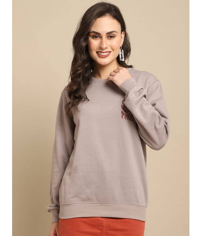     			OBAAN Cotton Blend Grey Non Hooded Sweatshirt