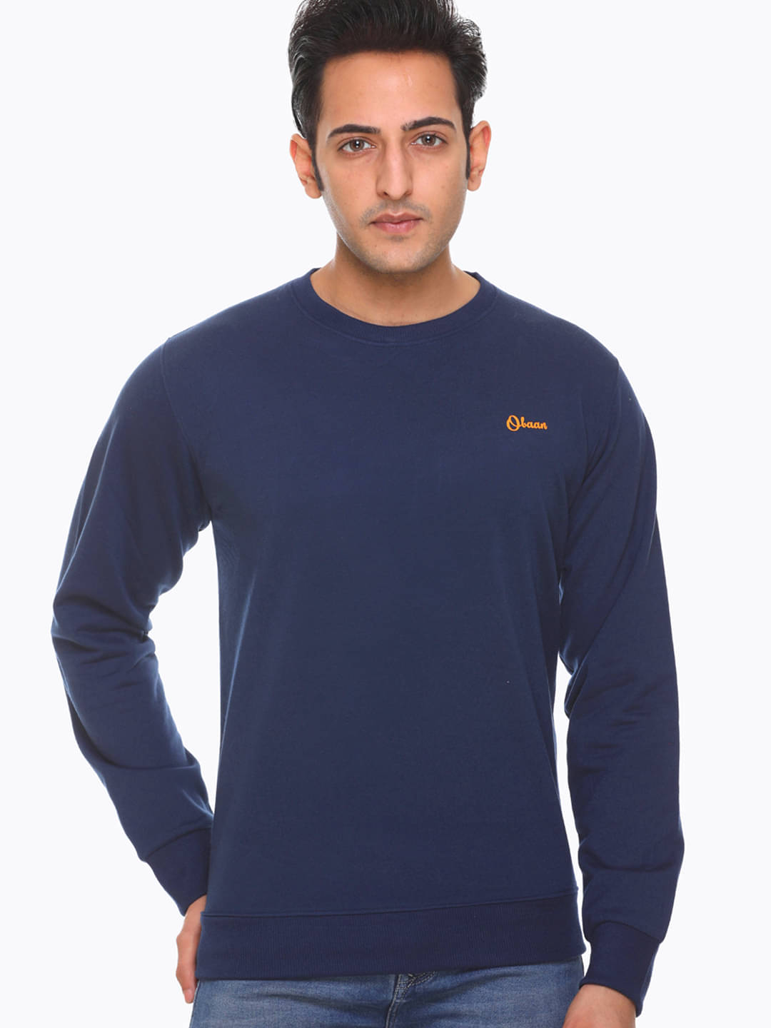     			OBAAN - Navy Cotton Blend Regular Fit Men's Sweatshirt ( Pack of 1 )