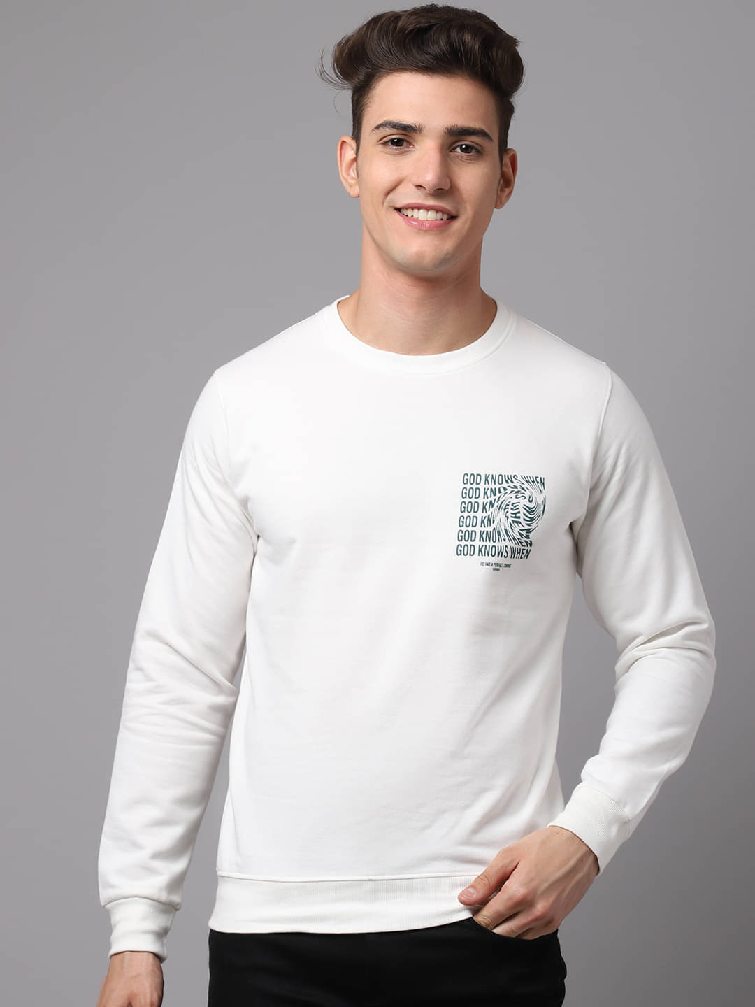     			OBAAN - White Cotton Blend Regular Fit Men's Sweatshirt ( Pack of 1 )