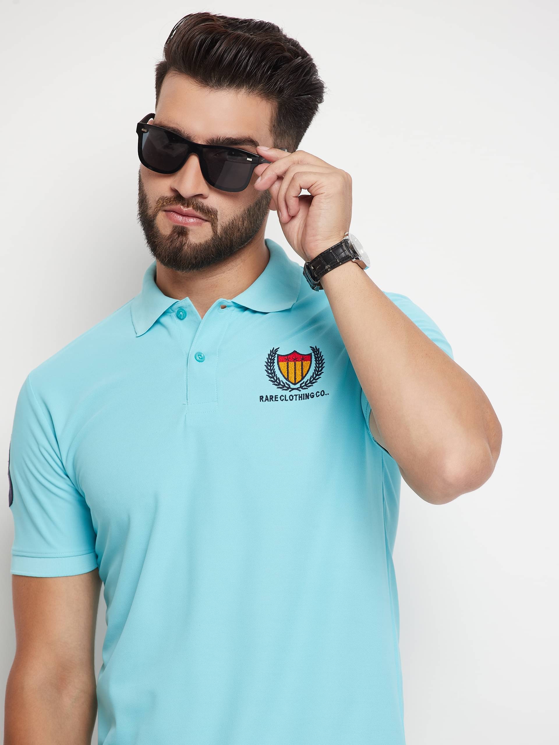     			Rare Pack of 1 Cotton Blend Regular Fit Solid Half Sleeves Men's Polo T Shirt ( Aqua )