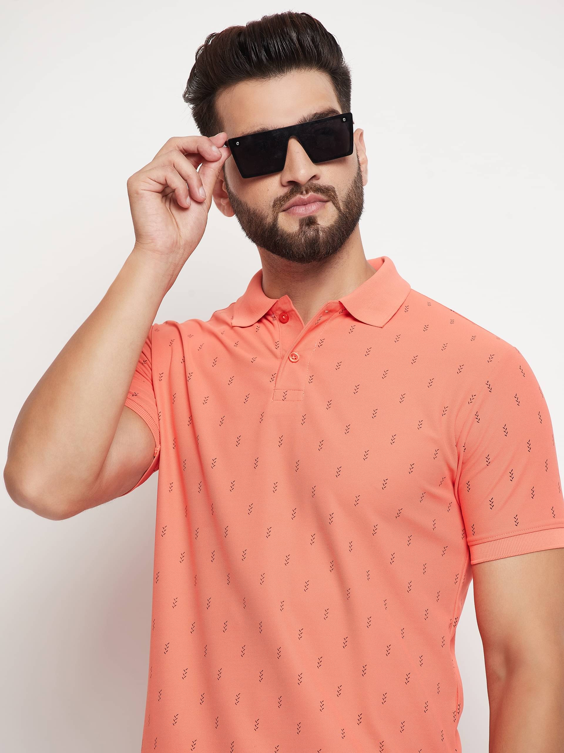 Rare Pack of 1 Cotton Blend Regular Fit Printed Half Sleeves Men's Polo T Shirt ( Turquoise ) Rare Pack of 1 Cotton Blend Regular Fit Printed Half Sleeves Men's Polo T Shirt ( Turquoise )