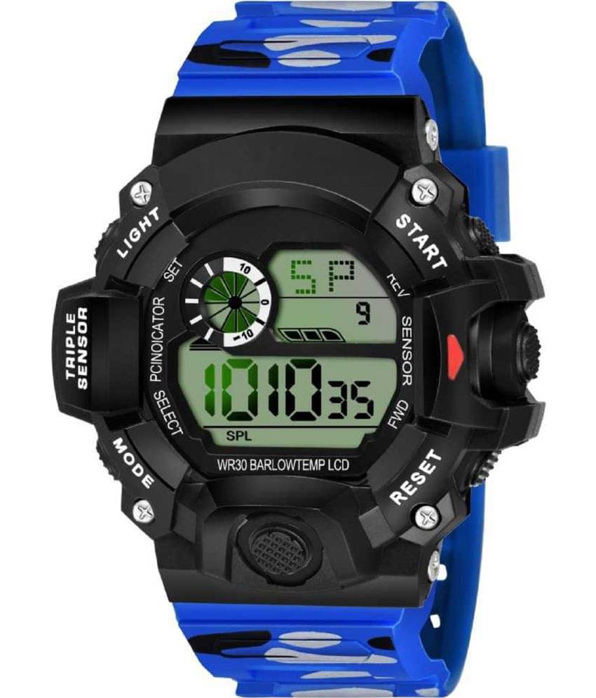     			Renaissance Traders - Blue PU Digital Men's Watch