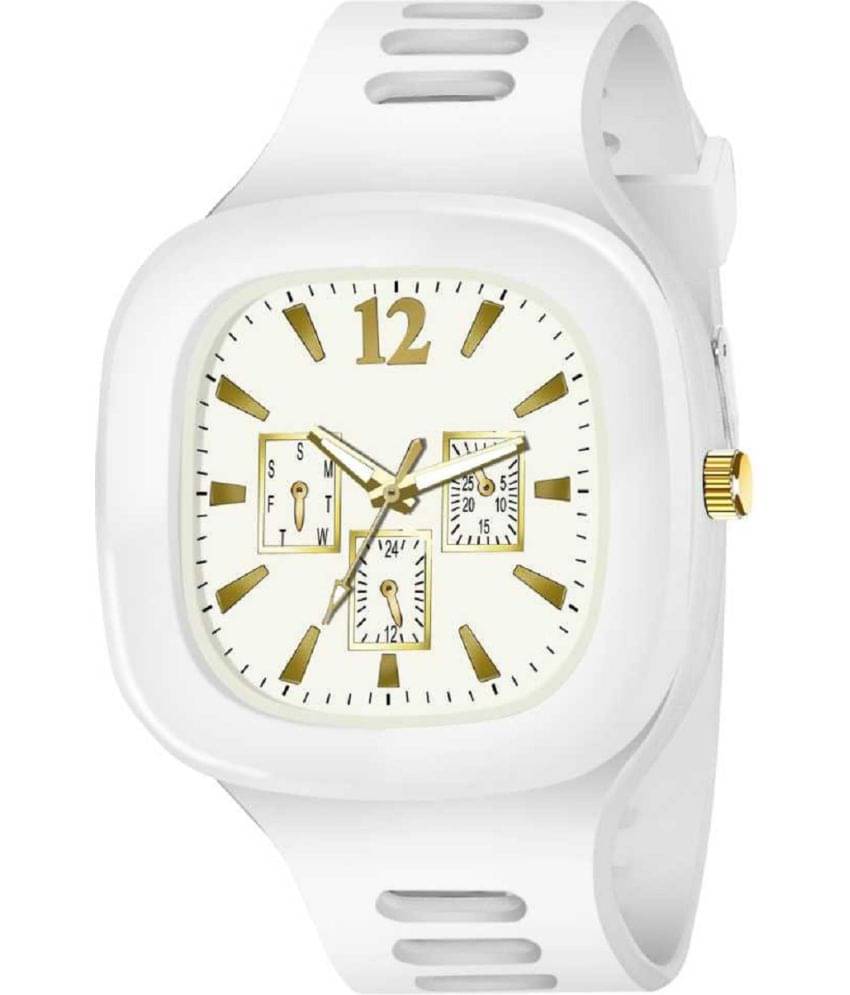     			Renaissance Traders - White PU Analog Men's Watch