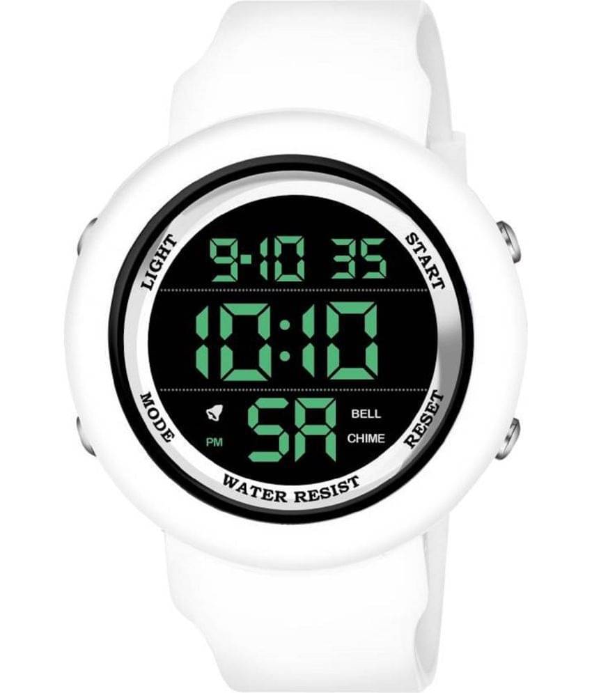     			Renaissance Traders - White PU Digital Men's Watch