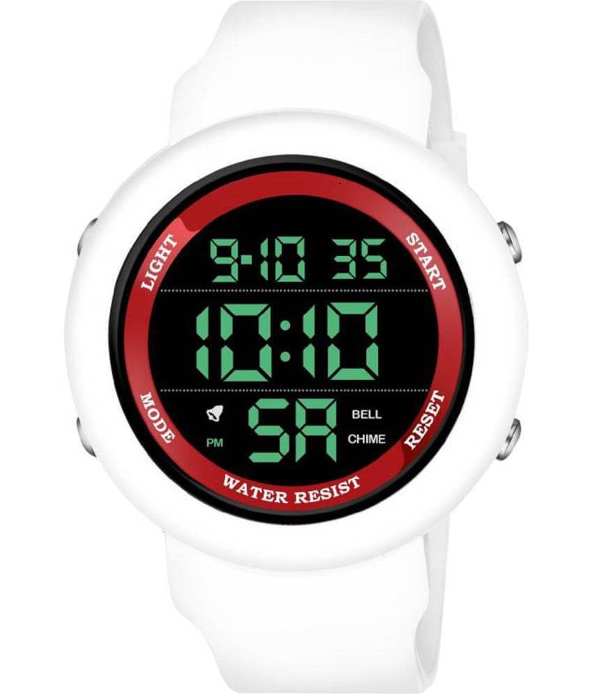    			Renaissance Traders - White PU Digital Men's Watch
