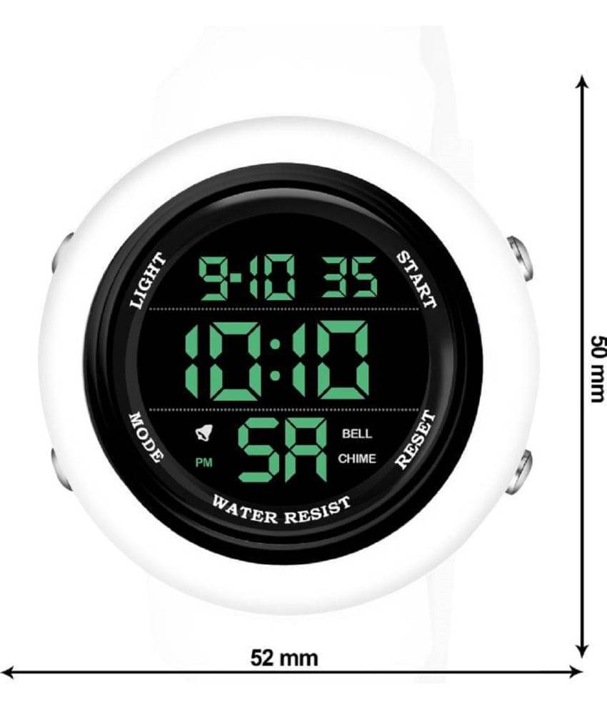     			Renaissance Traders - White PU Digital Men's Watch