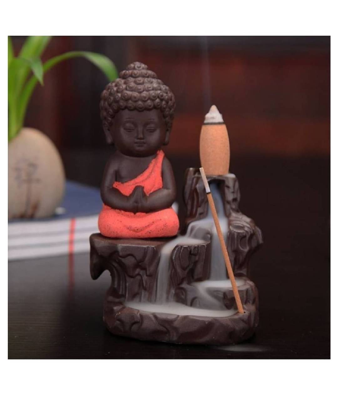 SHYROCK Buddha Orange with 10pc cone Resin Buddha Idol 12 x 8 cms Pack of 1 SHYROCK Buddha Orange with 10pc cone Resin Buddha Idol 12 x 8 cms Pack of 1