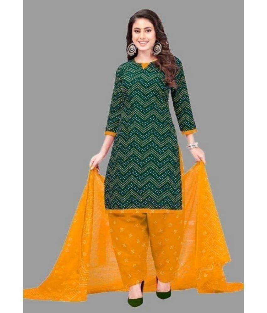     			SIMMU - Unstitched Green Crepe Dress Material ( Pack of 1 )