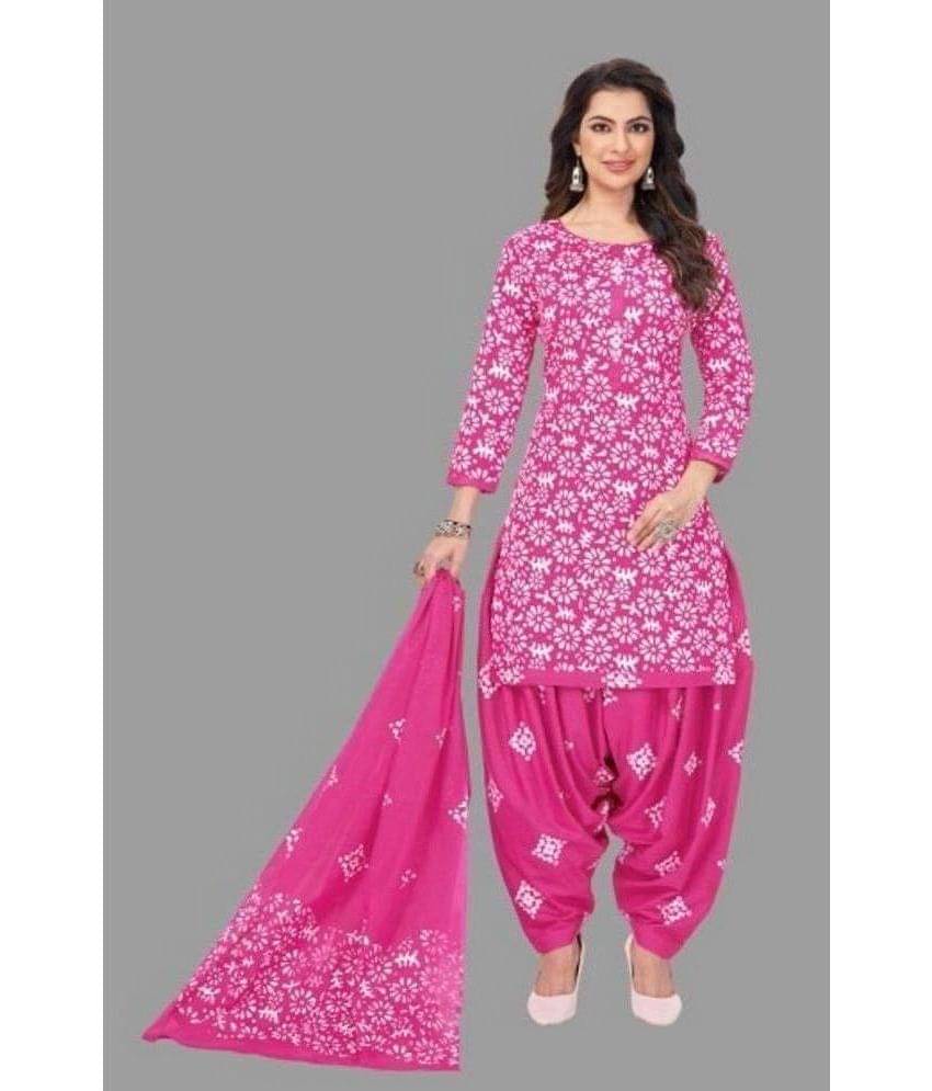     			SIMMU - Unstitched Pink Cotton Dress Material ( Pack of 1 )
