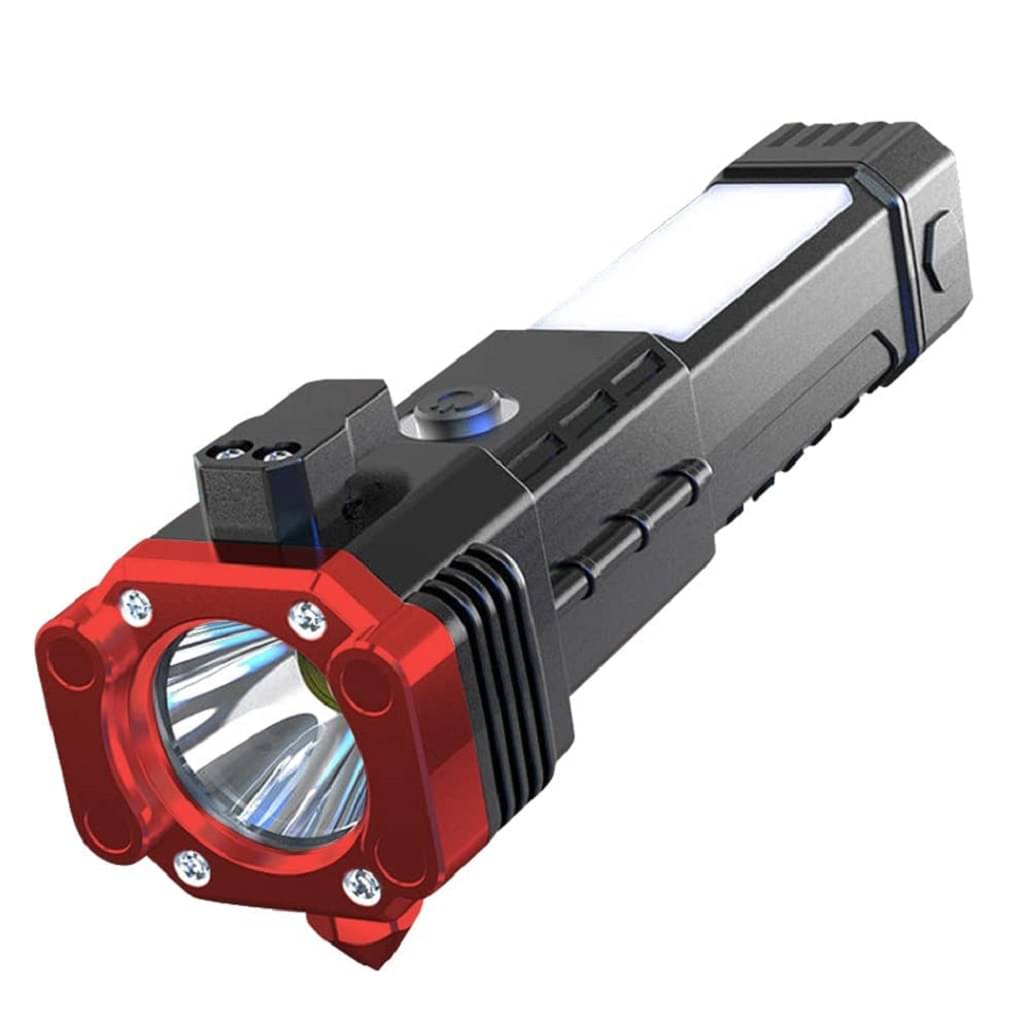 Sanjana Collections 3W Torch Light 1 Hour Backup Rechargeable Plastic Torch Flashlight Car Rescue Torch with Hammer Window Glass and Seat Belt Cutter Built in Mobile USB Fast Charger Sanjana Collections 3W Torch Light 1 Hour Backup Rechargeable Plastic Torch Flashlight Car Rescue Torch with Hammer Window Glass and Seat Belt Cutter Built in Mobile USB Fast Charger