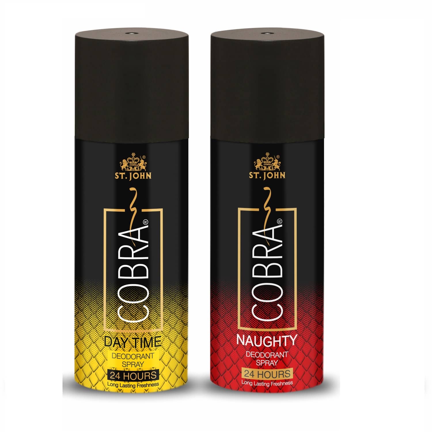 ST.JOHN Cobra Day Time & Naughty Deodorant Spray for Men 150ml Each (300ml)- Pack of 2