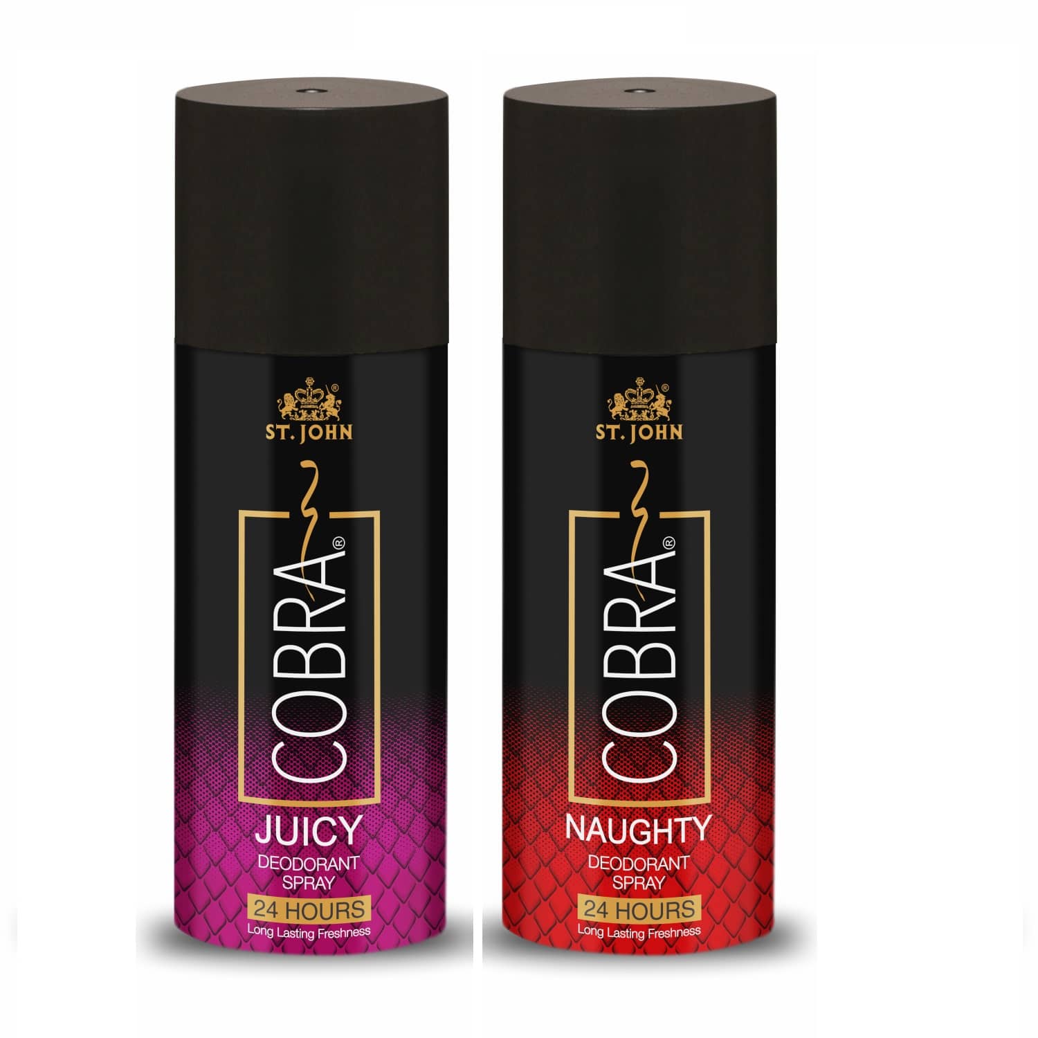 ST.JOHN Cobra Naughty & Juice Long Lasting Deodorant Spray & Perfume for Men 150ml Each - Pack of 2