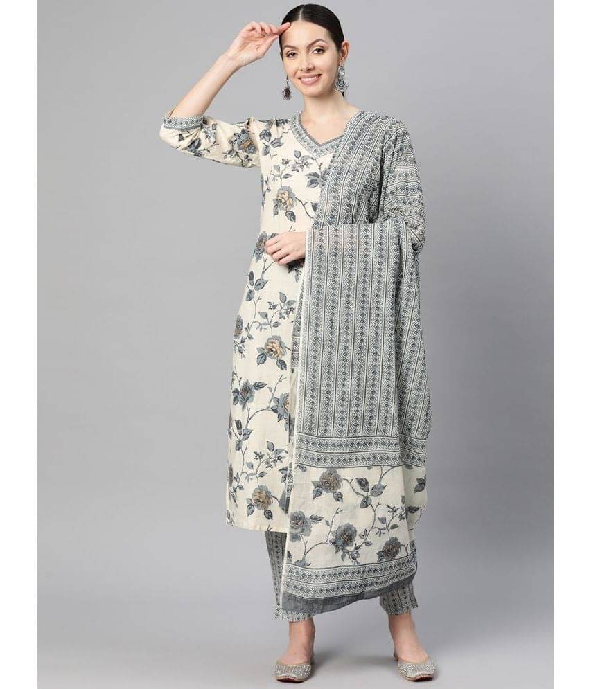     			Vbuyz - Grey Straight Cotton Women's Stitched Salwar Suit ( Pack of 1 )