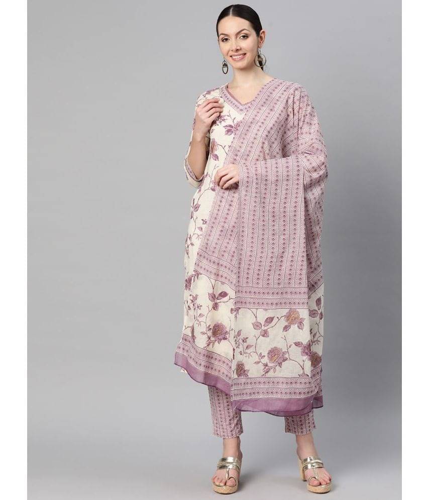     			Vbuyz - Purple Straight Cotton Women's Stitched Salwar Suit ( Pack of 1 )