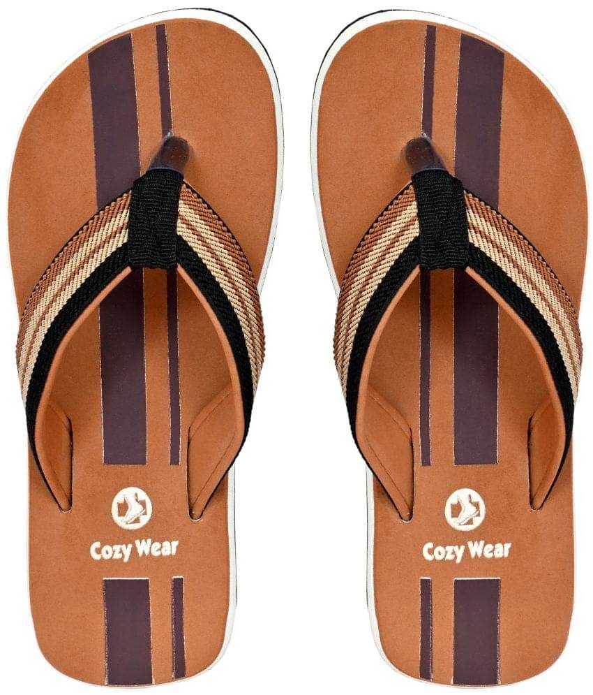    			Cozy Wear - Tan Men's Thong Flip Flop