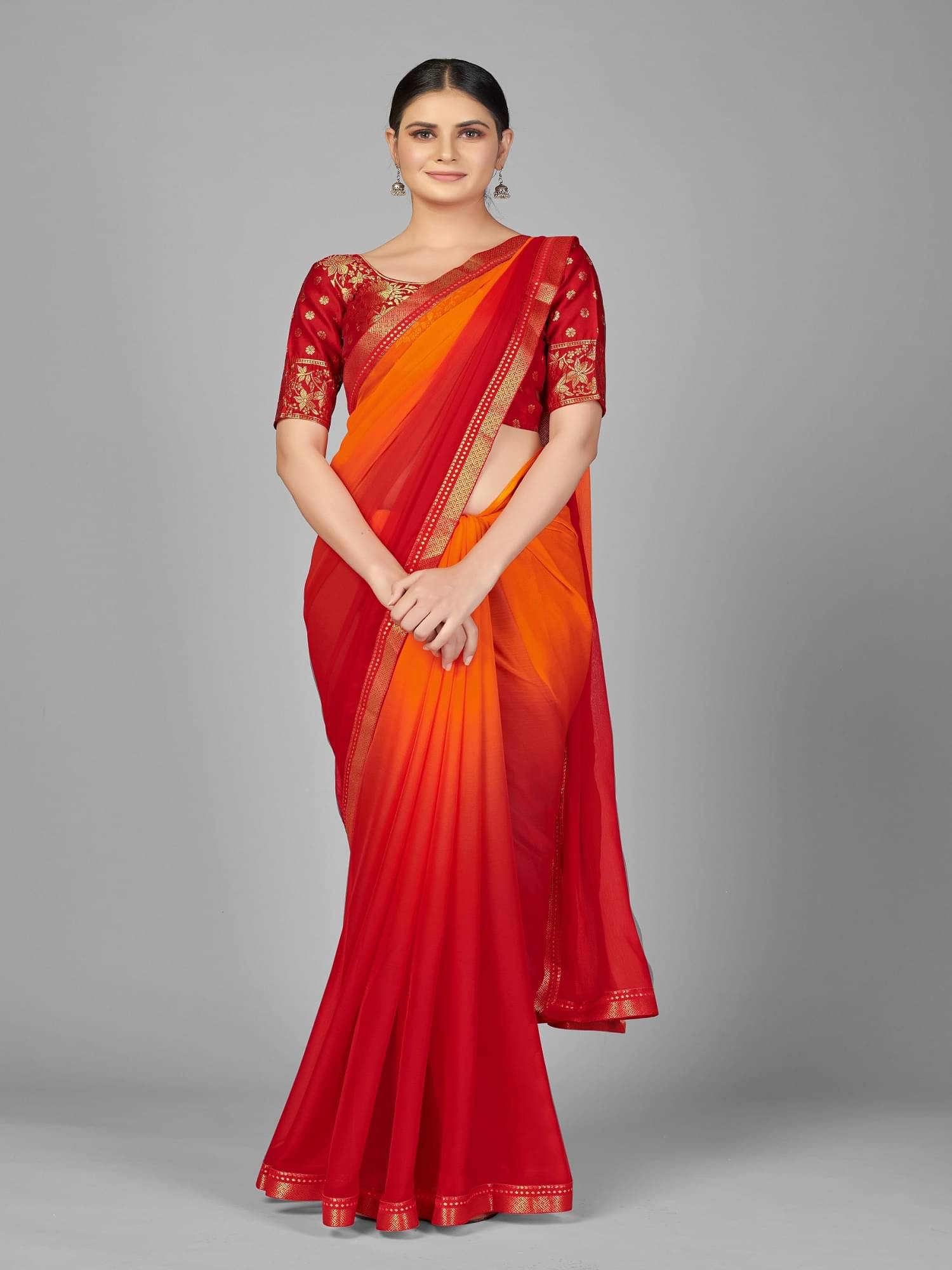     			JULEE Georgette Printed Saree With Unstitched Blouse Piece ( SkyBlue )