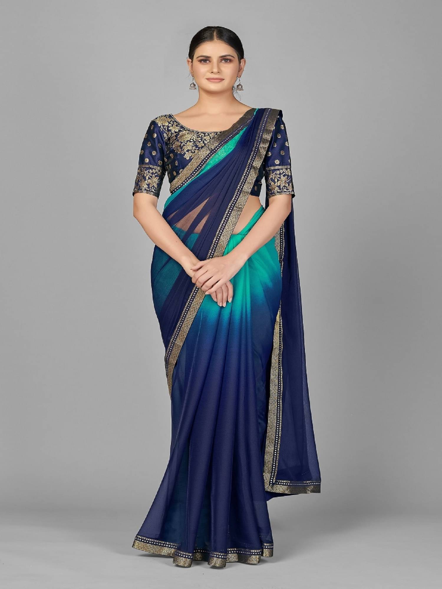 JULEE Georgette Printed Saree With Unstitched Blouse Piece ( Yellow ) JULEE Georgette Printed Saree With Unstitched Blouse Piece ( Yellow )