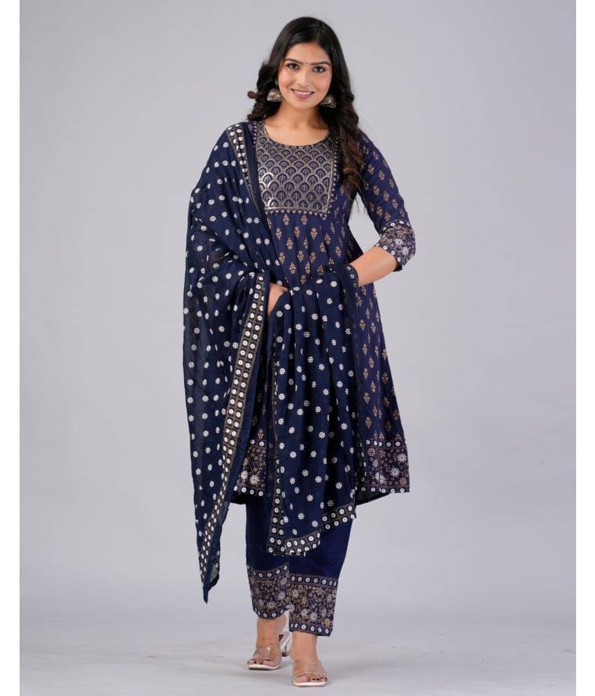 MAUKA Rayon Printed Kurti With Pants Women's Stitched Salwar Suit - Blue ( Pack of 1 ) MAUKA Rayon Printed Kurti With Pants Women's Stitched Salwar Suit - Blue ( Pack of 1 )