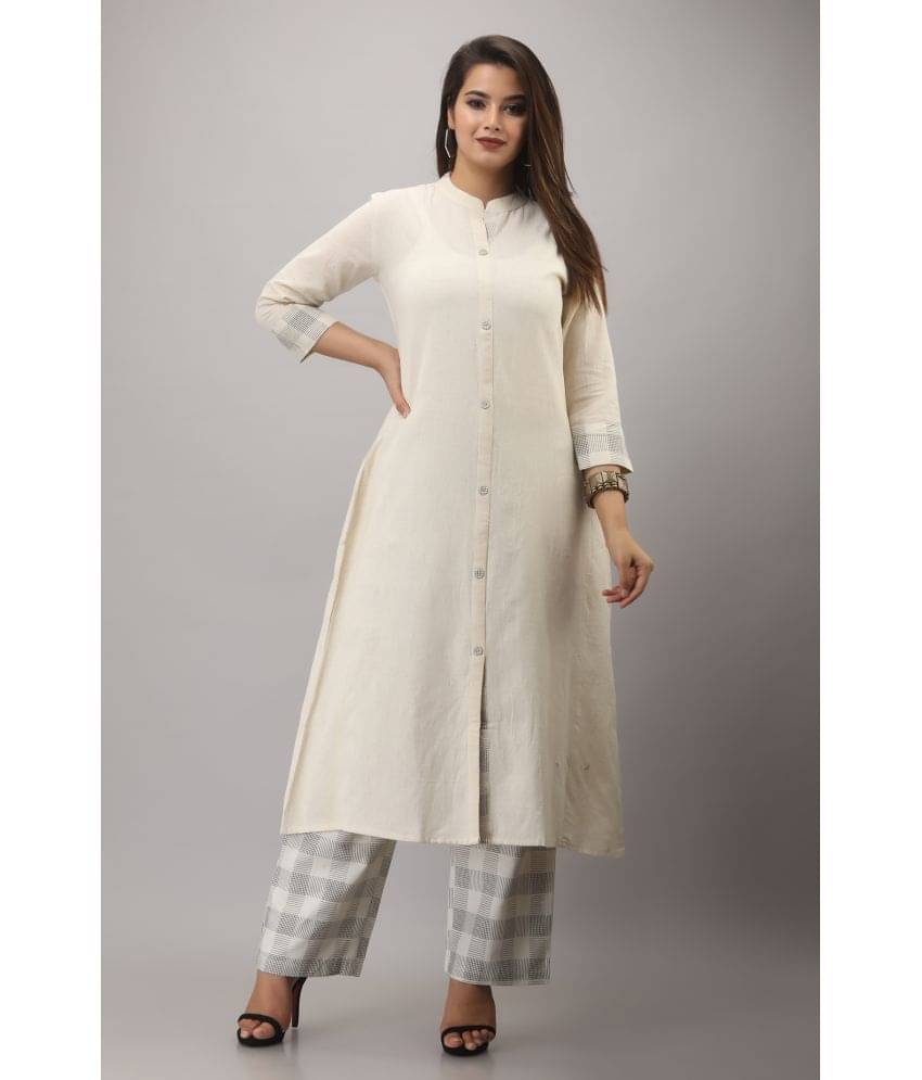 MAUKA Rayon Solid Kurti With Palazzo Women's Stitched Salwar Suit - Off White ( Pack of 1 ) MAUKA Rayon Solid Kurti With Palazzo Women's Stitched Salwar Suit - Off White ( Pack of 1 )