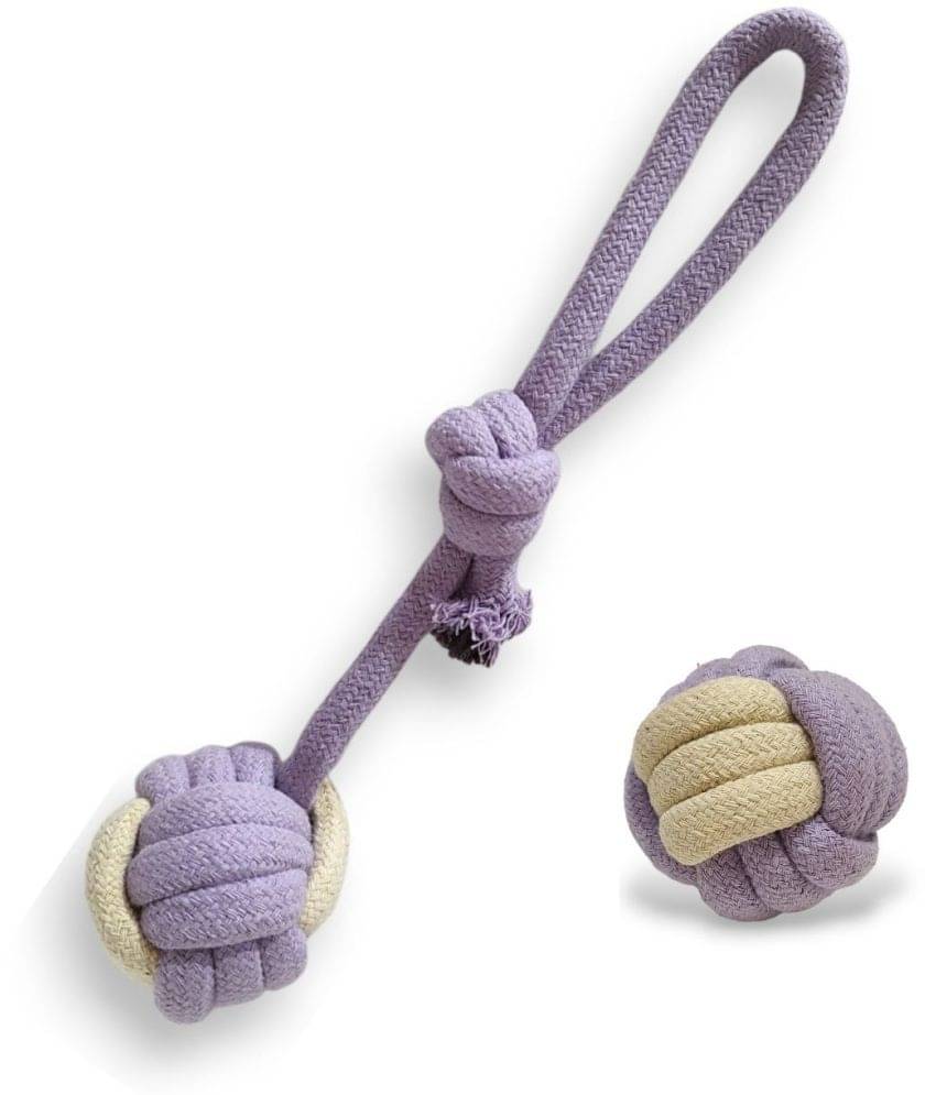     			MY SUPER PAWS rope knot ball toy with pulling loop & monkey fist knot chew fetch ball l Natural cotton rope toys for dogs l Pack of 2