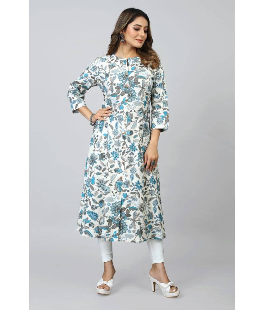     			SARRAS Cotton Flex Printed Front Slit Women's Kurti - Blue ( Pack of 1 )