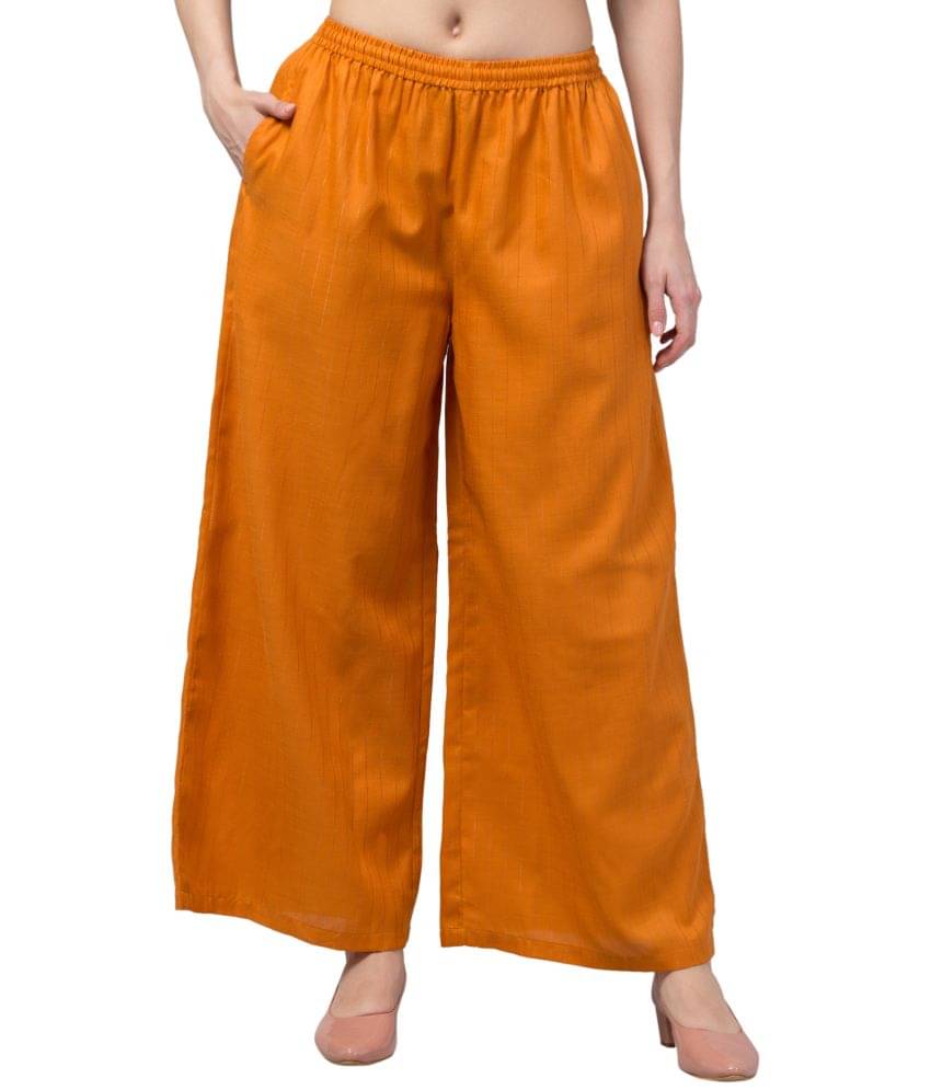     			Swapi - Yellow Rayon Straight Women's Palazzos ( Pack of 1 )
