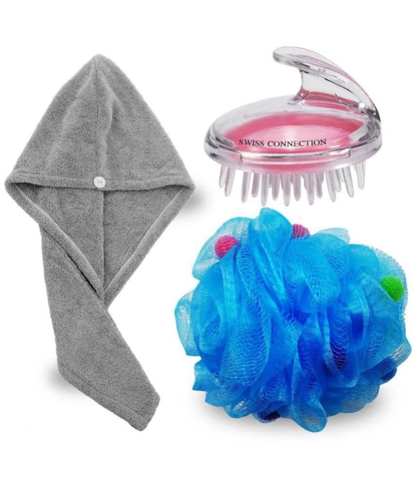 Swiss Connection Hair Towel-Hair Scalp Bath Sponge Assorted Pack of 3 - Body Care - Loofah and Other Tools | Buy online on ZillyBuy
