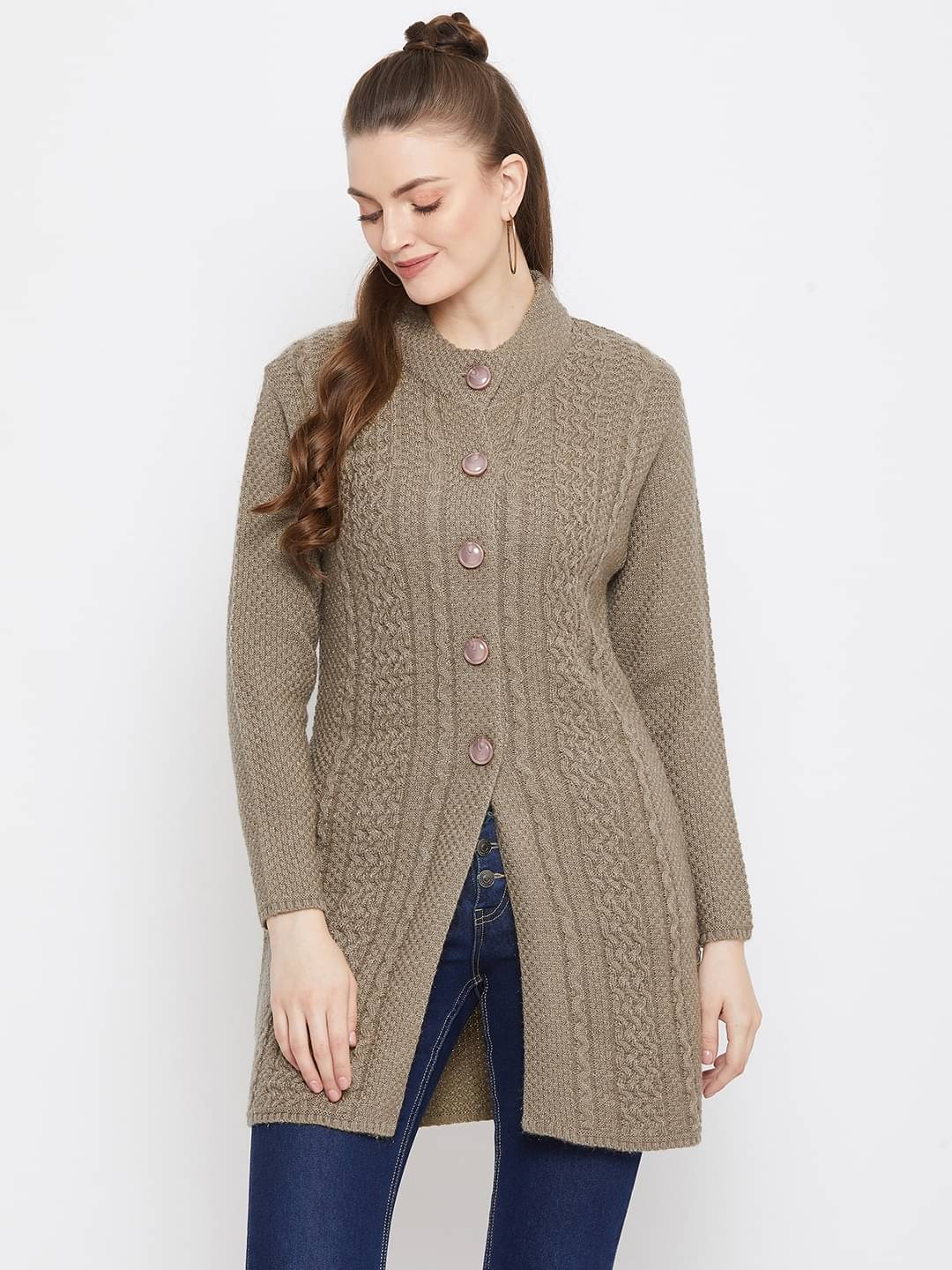 zigo Women Woollen Round Neck Cardigan ( Green )     			zigo Women Woollen Round Neck Cardigan ( Green )