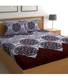 CG HOMES Microfiber 1 Double Bedsheet with 2 Pillow Covers ( Silver )