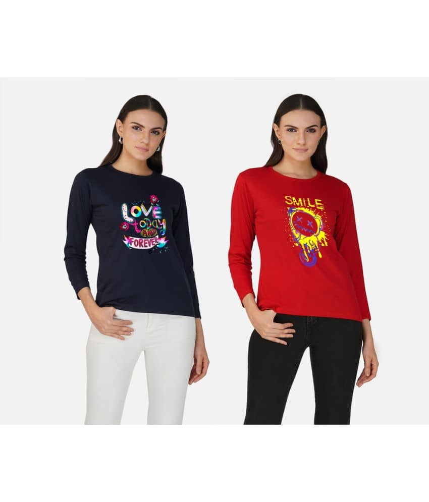 CHOZI Women Cotton Printed Regular Fit Round Neck T-Shirt ( Multi Color )
