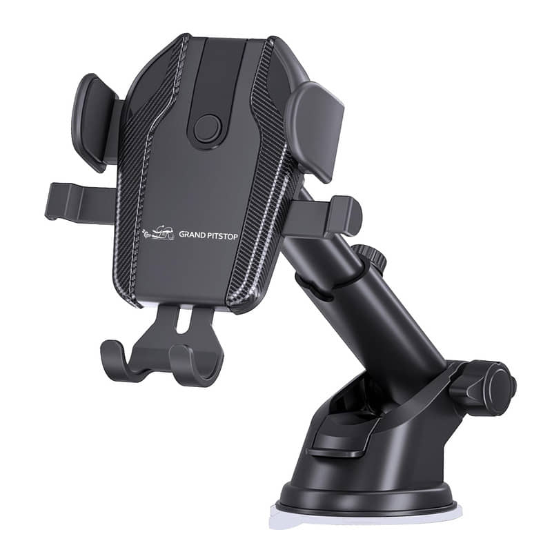 GRAND PITSTOP® Cool Grip C1 Car Windshield/Dashboard Mobile Holder - One Click Locking - Black