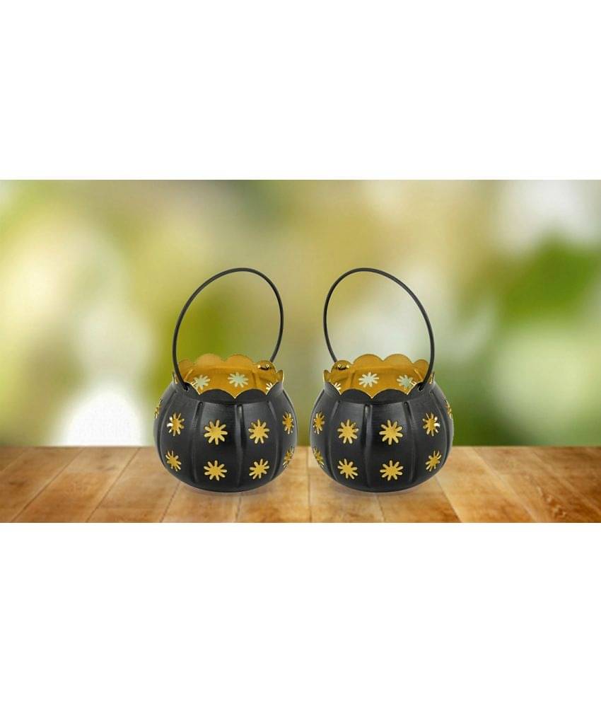 Urban hemlet Black Table Top and Hanging Metal Tea Light Holder - Pack of 1 Urban hemlet Black Table Top and Hanging Metal Tea Light Holder - Pack of 1