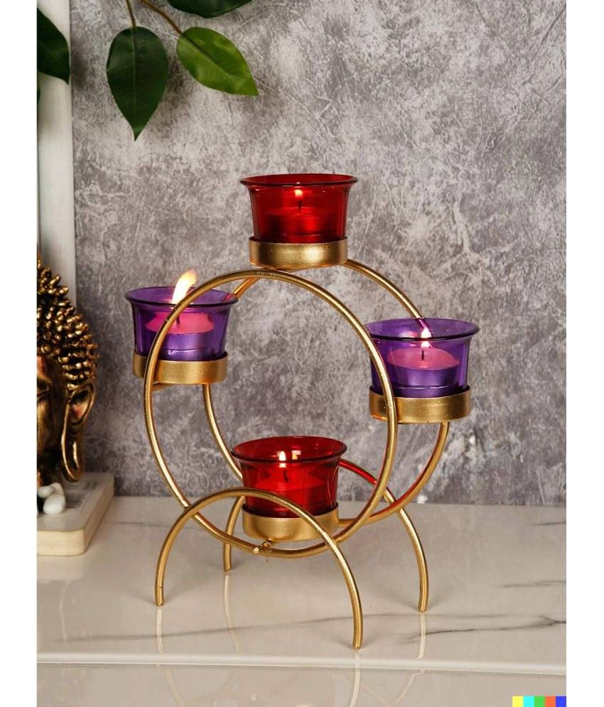     			Urban hemlet Gold Table Top Metal Tea Light Holder - Pack of 1