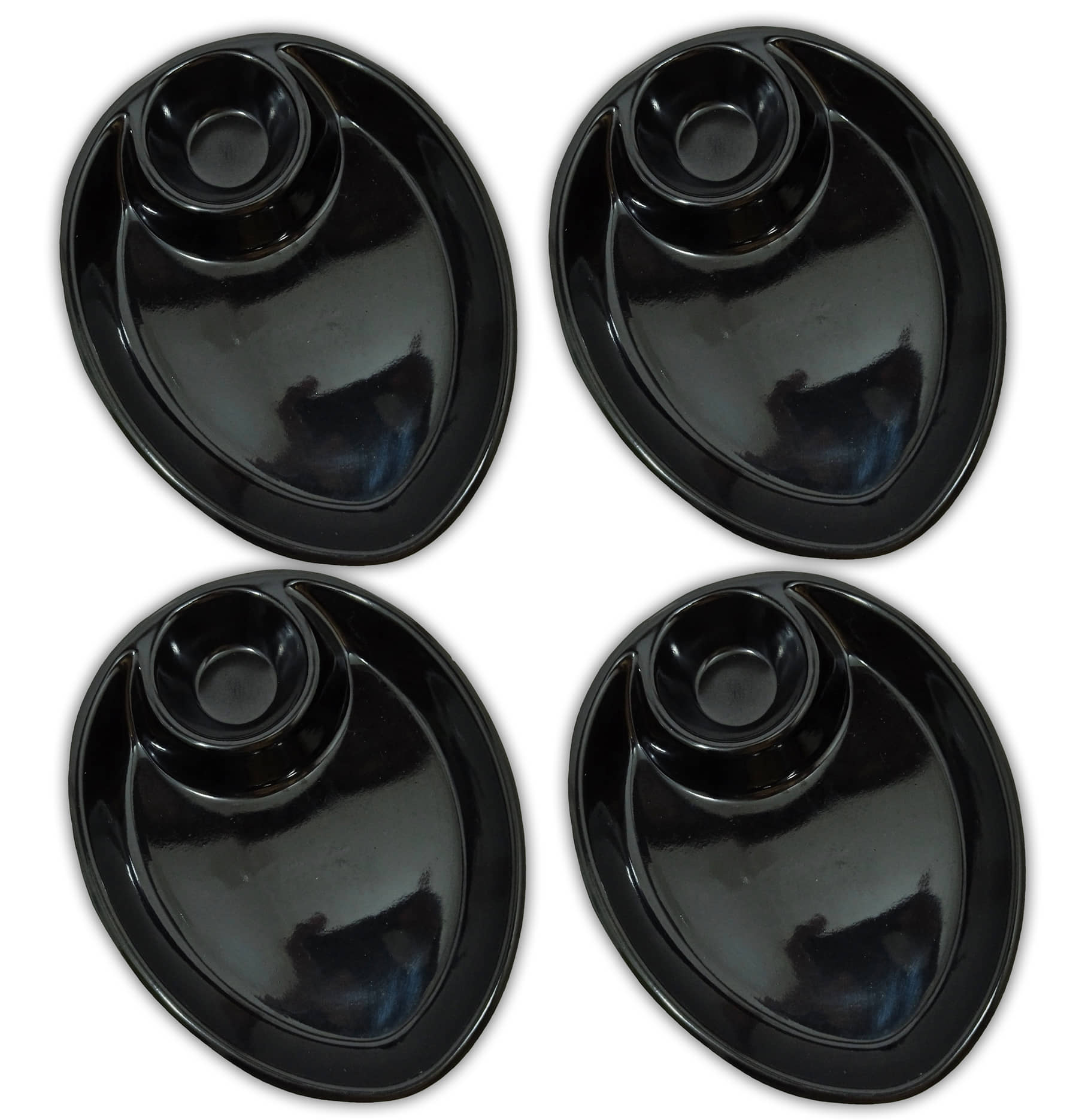 Inpro 4 Pcs Melamine Black Quarter Plate