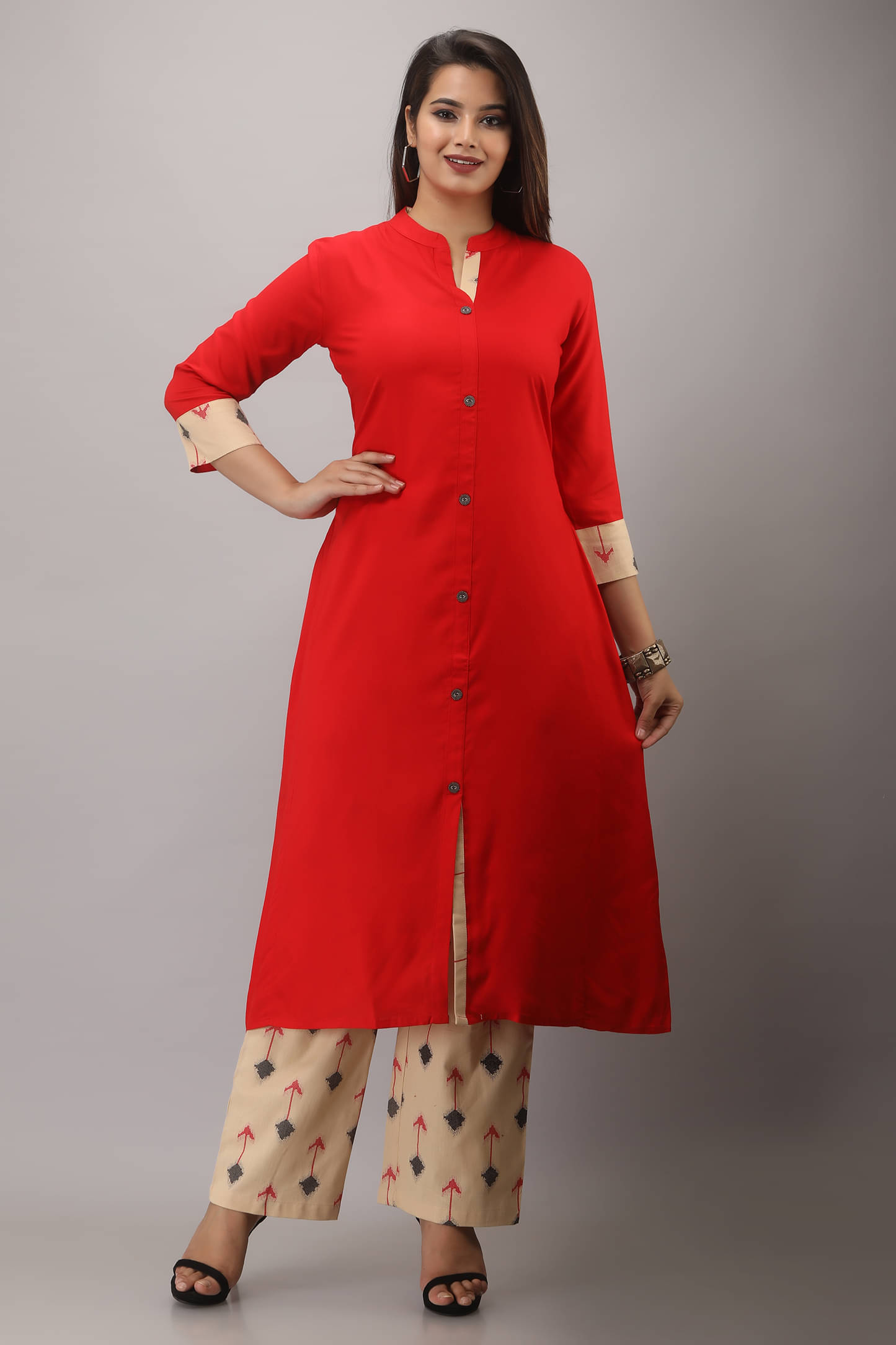 MAUKA Rayon Solid Kurti With Palazzo Women's Stitched Salwar Suit - Red ( Pack of 1 ) MAUKA Rayon Solid Kurti With Palazzo Women's Stitched Salwar Suit - Red ( Pack of 1 )