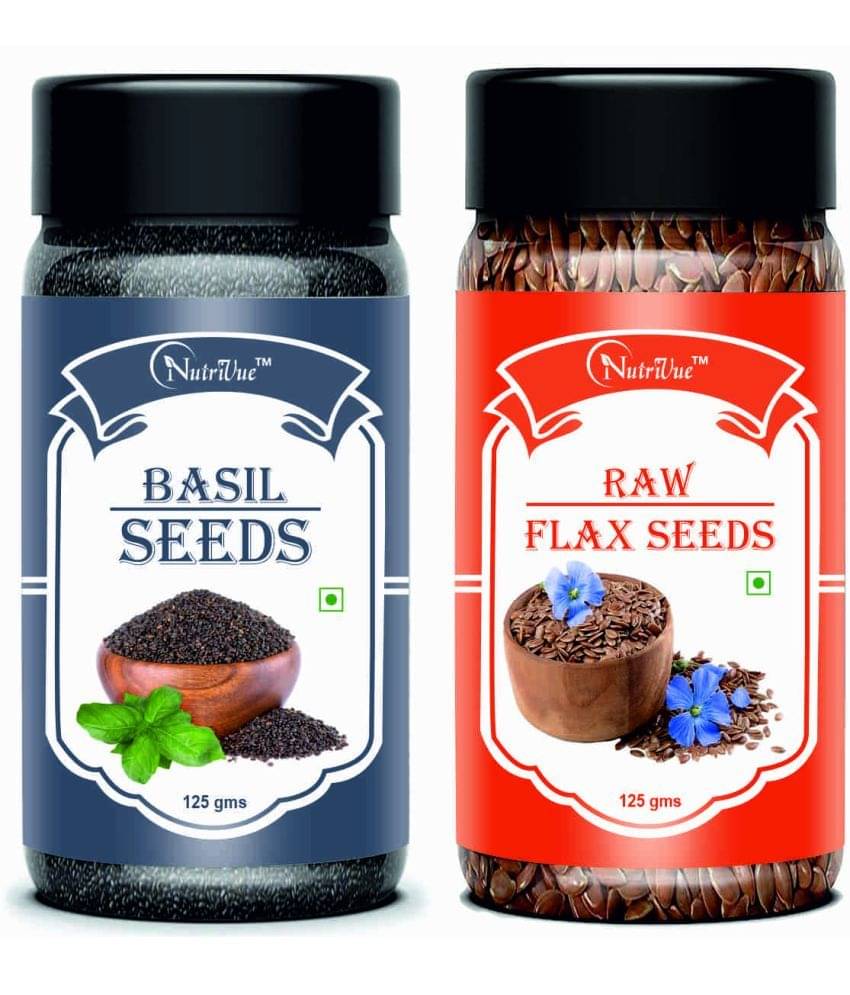 NUTRIVUE Basil Seeds & Flax Seeds 250 gm Pack of 2 NUTRIVUE Basil Seeds & Flax Seeds 250 gm Pack of 2